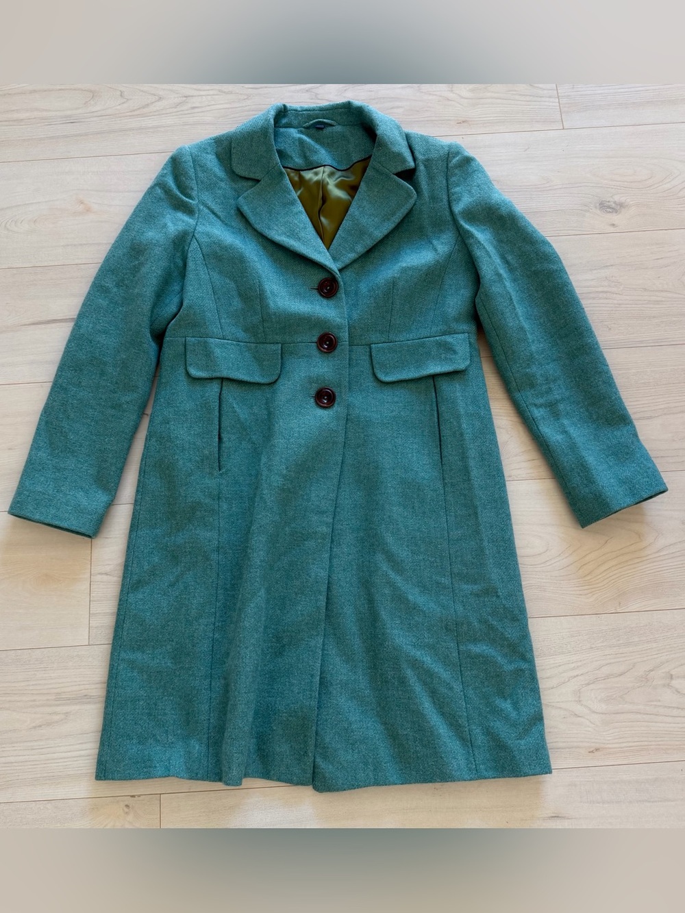 Boden Teal Green Wool-Blend Tailored Pea Coat